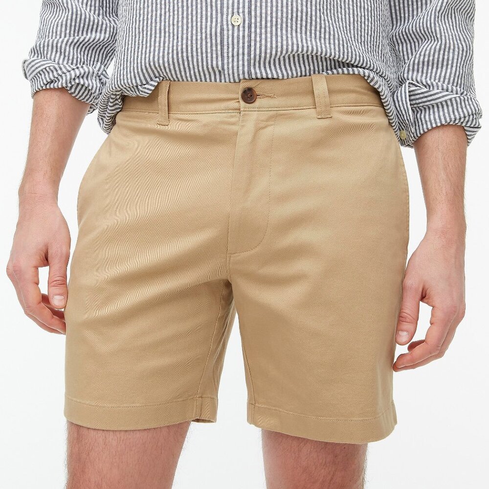 JCrew 7" Flex Chino Short in British Khaki